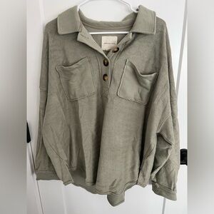 American eagle green Henley style sweatshirt. Size M